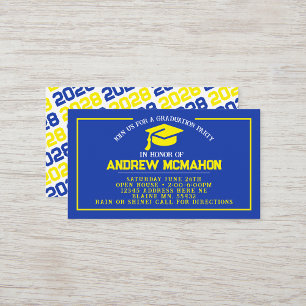 Blue Yellow Graduation Mini Graduation Invites