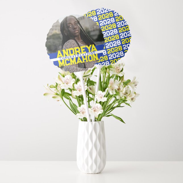 Blue & Yellow Graduation Photo Centerpiece Balloon (Graduation Photo Centerpiece Balloon)