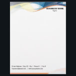 Blue Yellow Gray Black Waves Border Letterhead<br><div class="desc">Waves and geometric shapes in blue,  yellow,  white,  black,  and a dash of orange make eye-catching borders at the top and bottom of this letterhead.  Very sharp and professional-looking!</div>