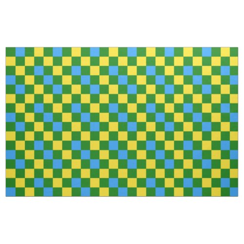 Blue Yellow Green Checkered Pattern Design  Fabric