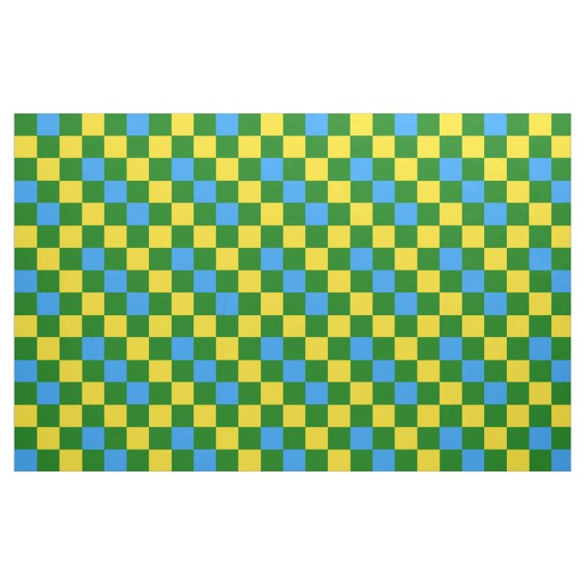 Blue Yellow Green Checkered Pattern Design  Fabric (Fat Quarter)