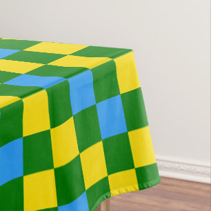 Blue Yellow Green Checkered Pattern Design  Tablecloth