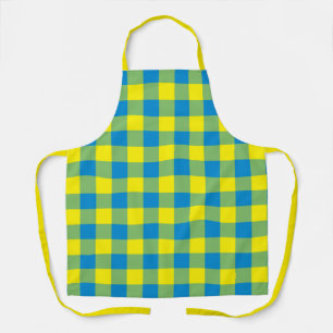Blue Yellow Green Plaid Checker Pattern Apron