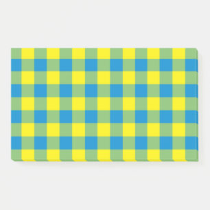 Blue Yellow Green Plaid Checker Pattern Post-it Notes