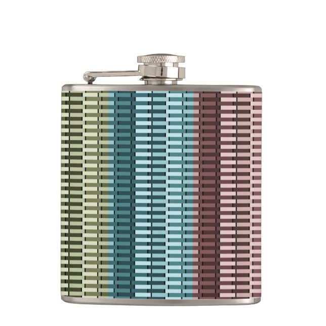 Blue Yellow Green Red Stylish Modern Chic Pattern Flask (Front)