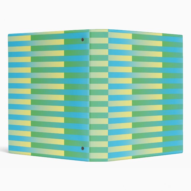 Blue Yellow Green Striped Pattern 3 Ring Binder (Background)