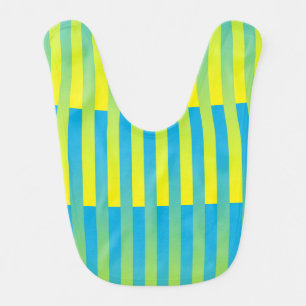 Blue Yellow Green Striped Pattern Baby Bib