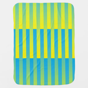 Blue Yellow Green Striped Pattern Baby Blanket