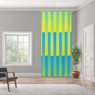Blue Yellow Green Striped Pattern Blackout Curtains
