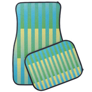 Blue Yellow Green Striped Pattern Car Floor Mat