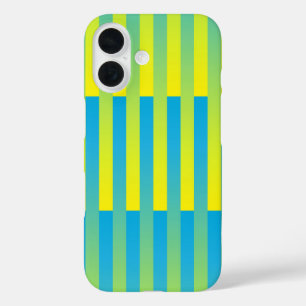 Blue Yellow Green Striped Pattern iPhone 16 Case