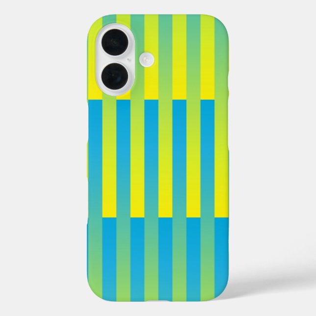 Blue Yellow Green Striped Pattern Case-Mate iPhone Case (Back)