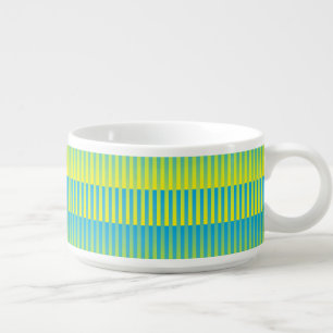 Blue Yellow Green Striped Pattern Chili Bowl