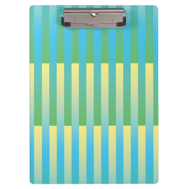Blue Yellow Green Striped Pattern Clipboard (Front)