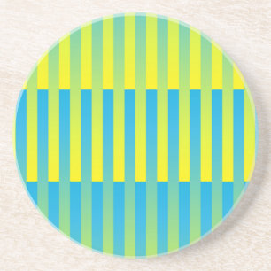 Blue Yellow Green Striped Pattern Coaster