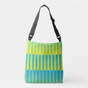 Blue Yellow Green Striped Pattern Crossbody Bag