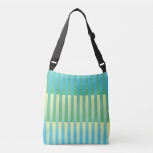 Blue Yellow Green Striped Pattern Crossbody Bag