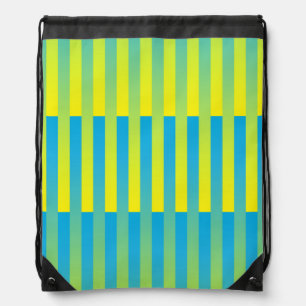 Blue Yellow Green Striped Pattern Drawstring Bag