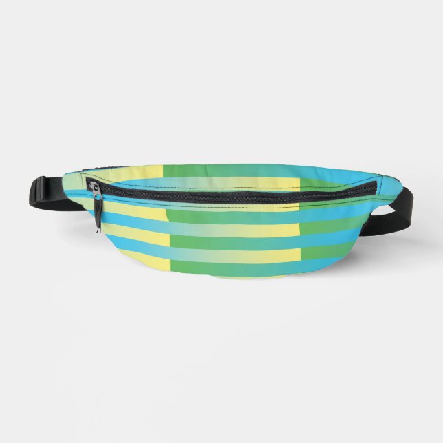 Blue Yellow Green Striped Pattern  Fanny Pack (Front)