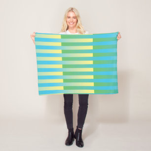 Blue Yellow Green Striped Pattern Fleece Blanket