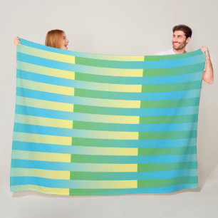 Blue Yellow Green Striped Pattern Fleece Blanket