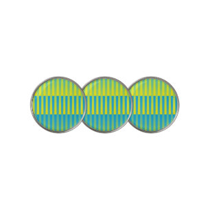 Blue Yellow Green Striped Pattern Golf Ball Marker