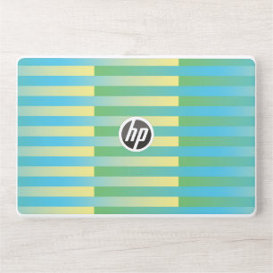 Blue Yellow Green Striped Pattern HP Laptop Skin