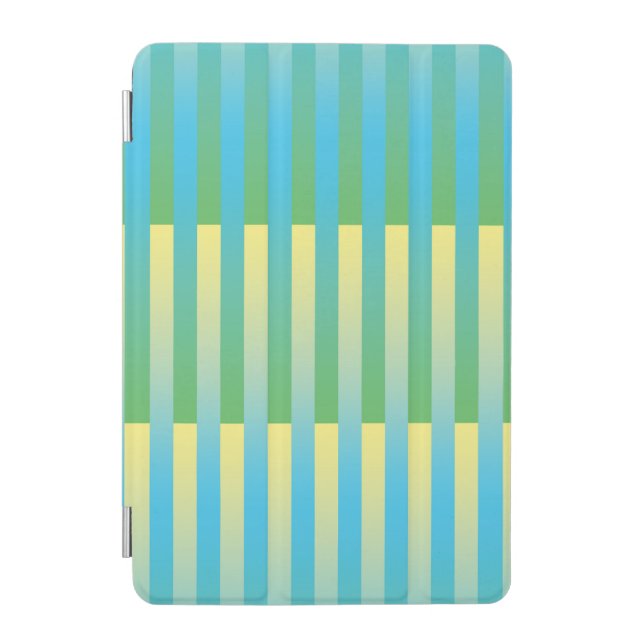 Blue Yellow Green Striped Pattern iPad Mini Cover (Front)