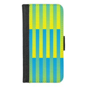 Blue Yellow Green Striped Pattern iPhone 8/7 Wallet Case