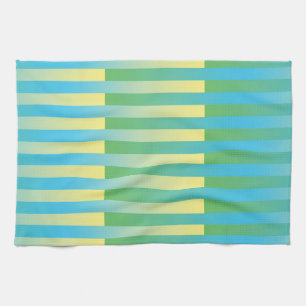 Blue Yellow Green Striped Pattern Kitchen Towel