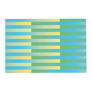 Blue Yellow Green Striped Pattern Laminated Placemat
