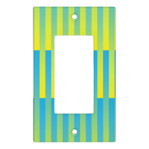 Blue Yellow Green Striped Pattern Light Switch Cover