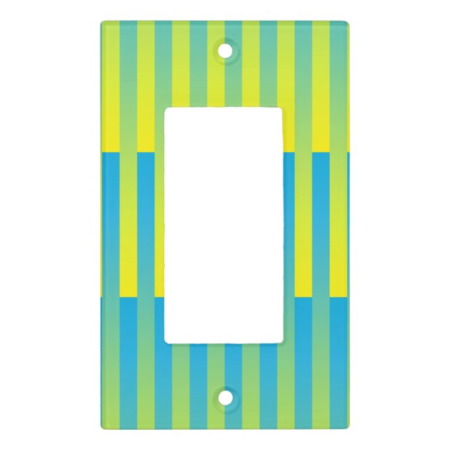 Blue Yellow Green Striped Pattern Light Switch Cover (Front)