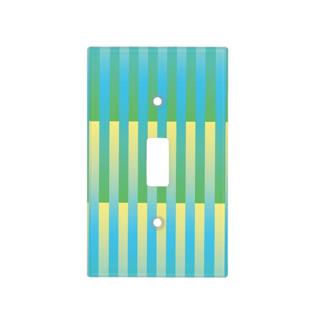 Blue Yellow Green Striped Pattern Light Switch Cover (Front)