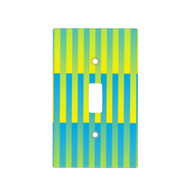 Blue Yellow Green Striped Pattern Light Switch Cover (Front)