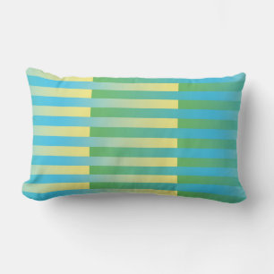 Blue Yellow Green Striped Pattern Lumbar Pillow