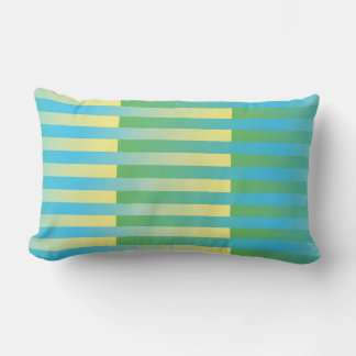Blue Yellow Green Striped Pattern Lumbar Pillow