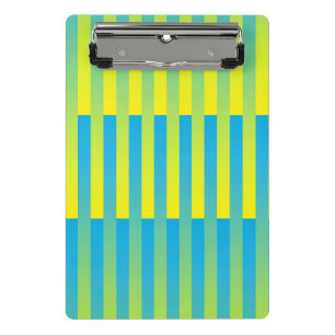 Blue Yellow Green Striped Pattern Mini Clipboard