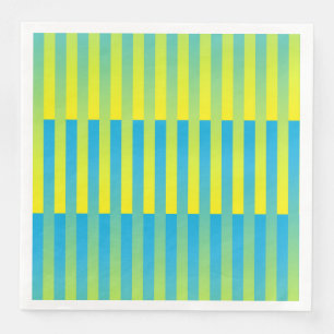 Blue Yellow Green Striped Pattern Paper Dinner Napkins