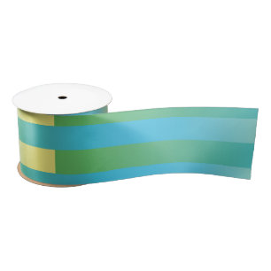 Blue Yellow Green Striped Pattern Satin Ribbon