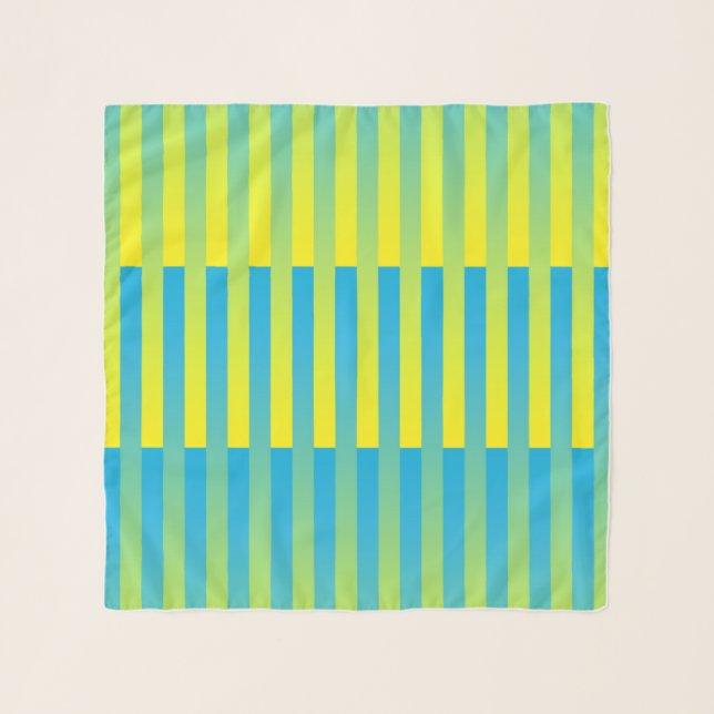 Blue Yellow Green Striped Pattern Scarf (Front)