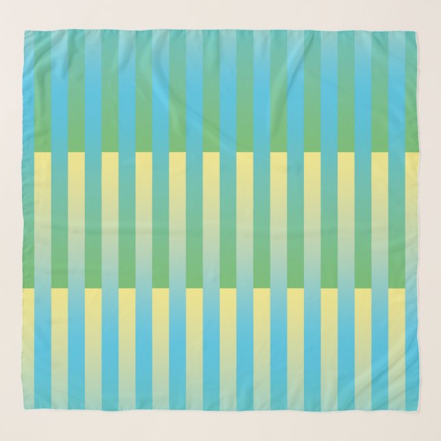 Blue Yellow Green Striped Pattern Scarf (Front)