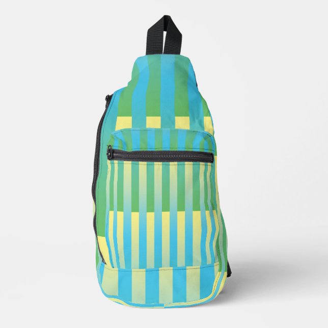 Blue Yellow Green Striped Pattern  Sling Bag (Front)