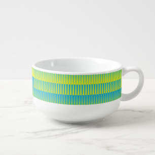 Blue Yellow Green Striped Pattern Soup Mug