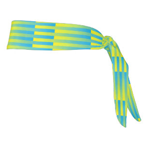 Blue Yellow Green Striped Pattern Tie Headband