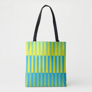 Blue Yellow Green Striped Pattern Tote Bag