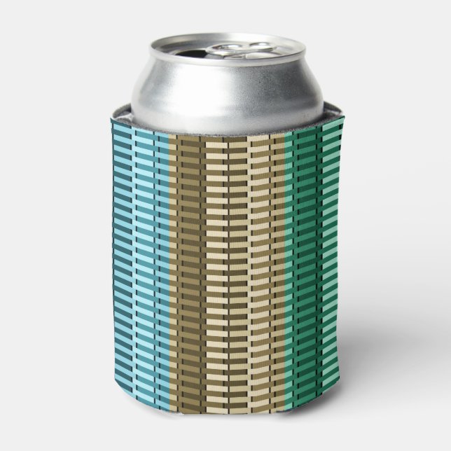 Blue Yellow Green Stylish Modern Abstract Pattern Can Cooler (Can Front)