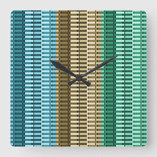 Blue Yellow Green Stylish Modern Abstract Pattern Square Wall Clock