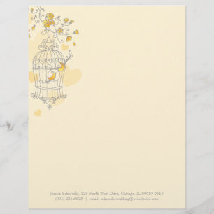 Blue yellow grey bird cage letterhead