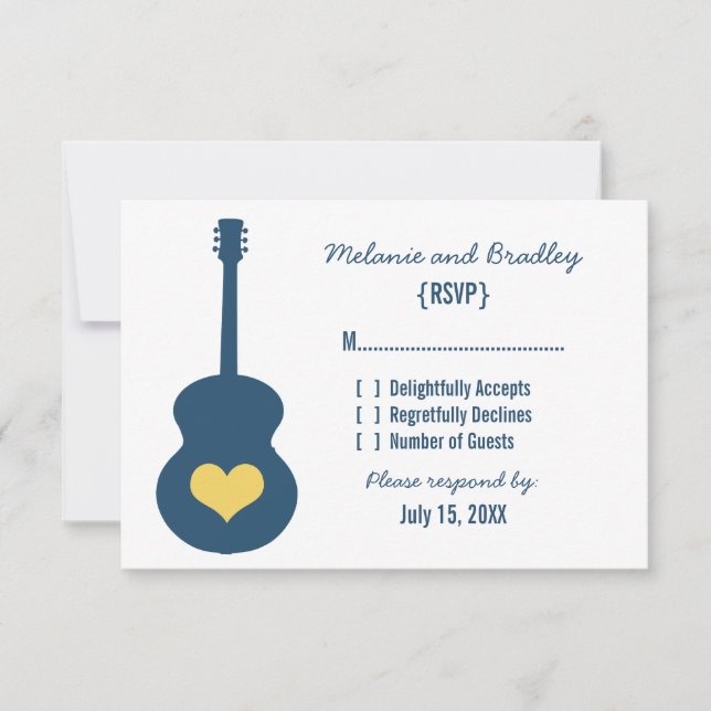 Blue/Yellow Guitar Heart Response Card (Front)